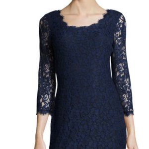 Diane Von Furstenberg Long Sleeve Navy Dress